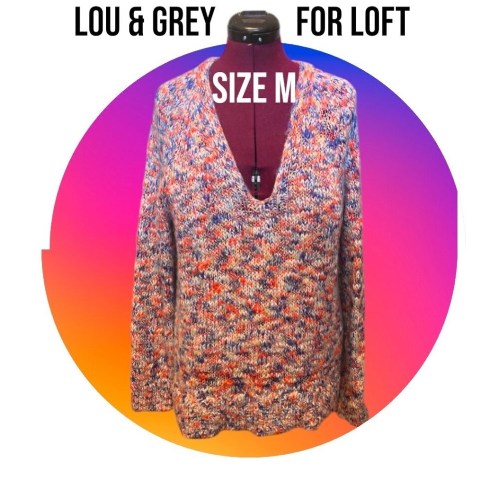 ✅3/$20 deal-Lou&Grey for Loft Multicolored Loose Fit Sweater - Women's Medium